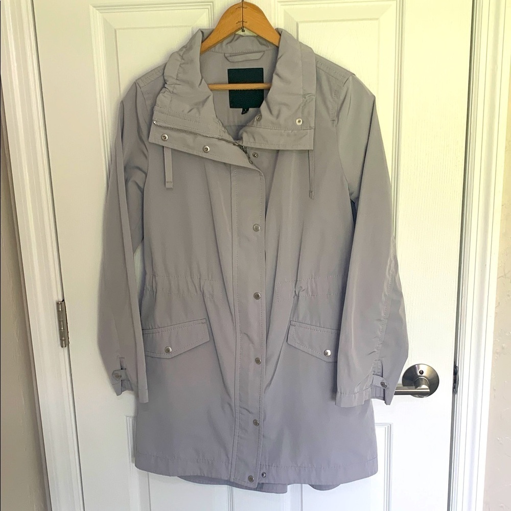 Talbots light gray mid length jacket size small